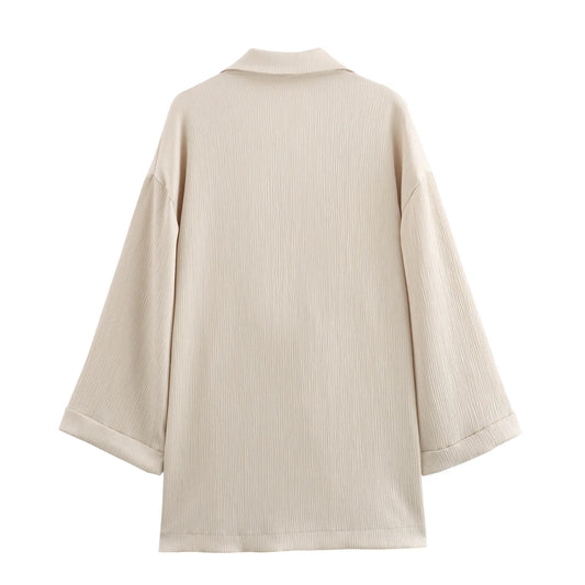 Autumn New Women's Clothing European And American Style Fashionable Wrinkled Suit Jacket Casual Pants Set