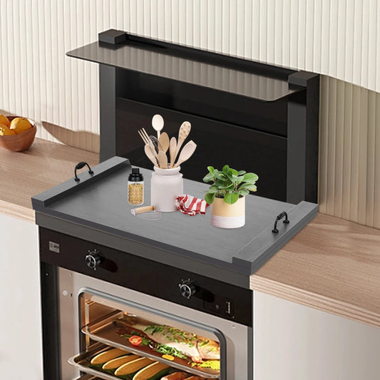 Countertop Kitchen Stove Top Cover, Noodle Board with Handles 30x22 Inches Wood Cover for Electric and Gas Stove Black