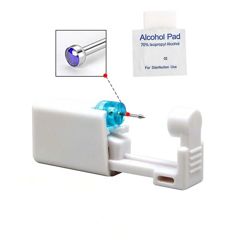 1PC Disposable Nose Piercing Gun Built-in Stainless Steel Nose Stud-Sterile Self Nose Piercing Kit Unit