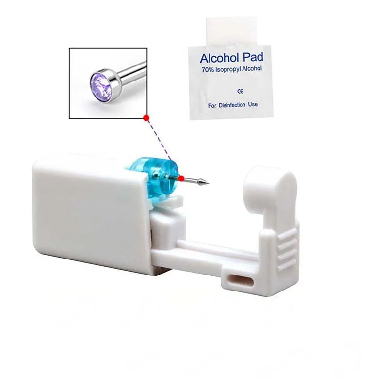 1PC Disposable Nose Piercing Gun Built-in Stainless Steel Nose Stud-Sterile Self Nose Piercing Kit Unit