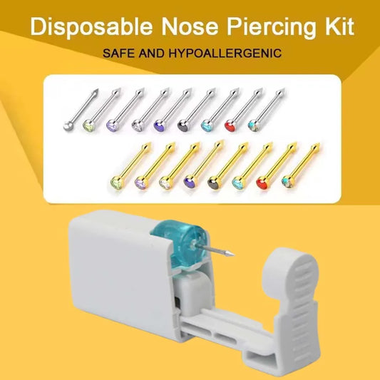 1PC Disposable Nose Piercing Gun Built-in Stainless Steel Nose Stud-Sterile Self Nose Piercing Kit Unit