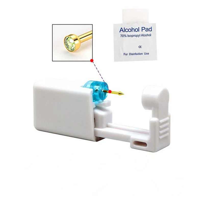 1PC Disposable Nose Piercing Gun Built-in Stainless Steel Nose Stud-Sterile Self Nose Piercing Kit Unit