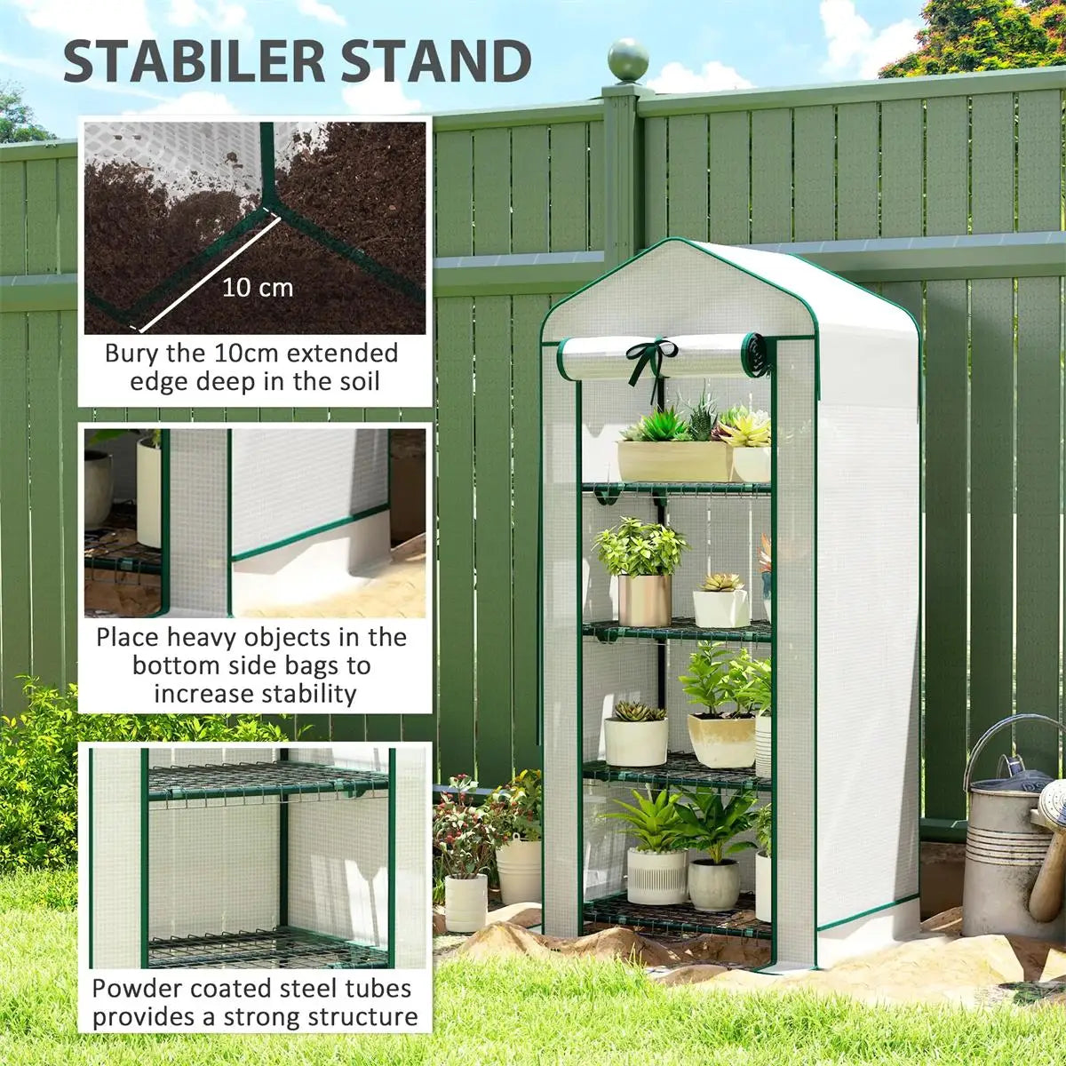 4 Tier Mini Small Greenhouse White - Perfect Small Greenhouse 4 Tier