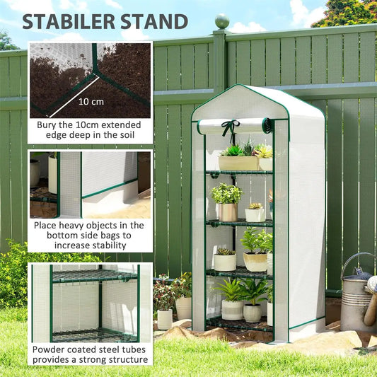 4 Tier Mini Small Greenhouse White - Perfect Small Greenhouse 4 Tier