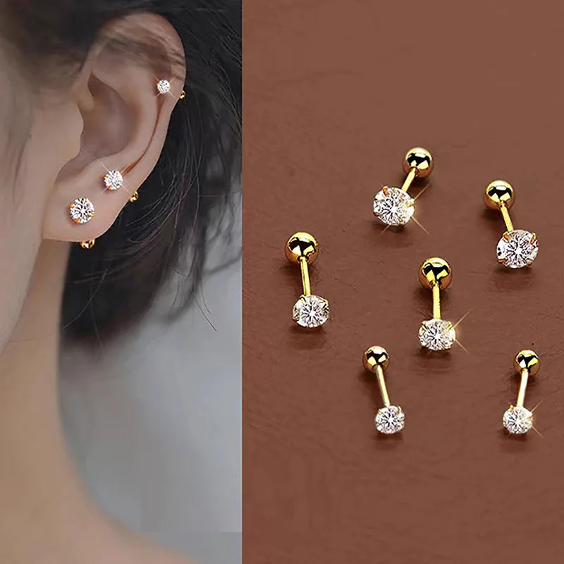 Stainless Steel & Ear Bone Stud Earrings