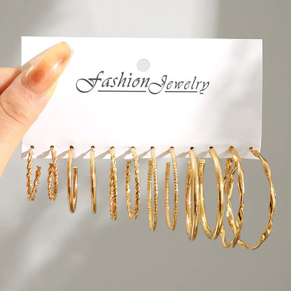 European Personality Exaggerated Geometric Stud Earrings Set Women Fashion Temperament Party Jewelry Wholesale