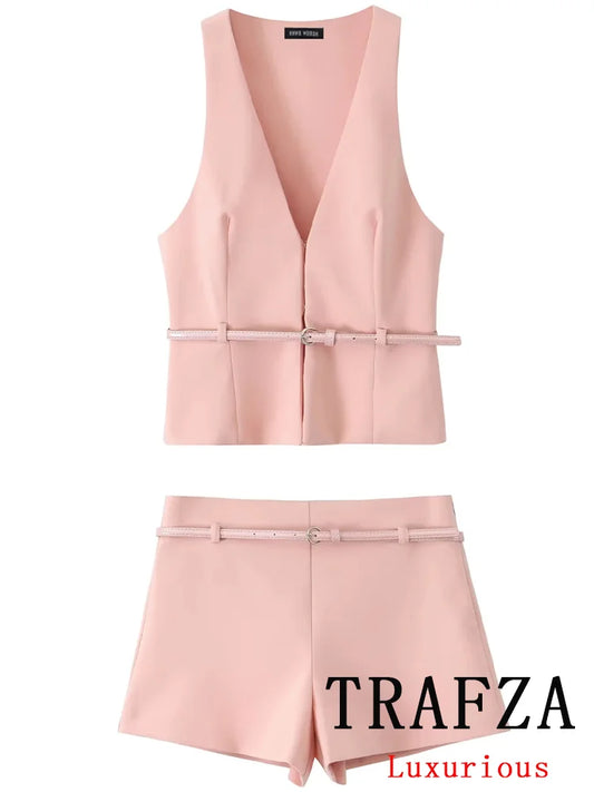 Women Suit V Neck Sleeveless
