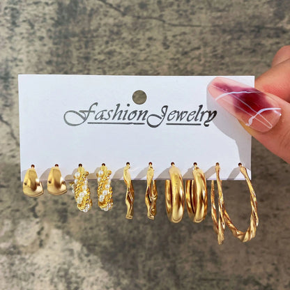 European Personality Exaggerated Geometric Stud Earrings Set Women Fashion Temperament Party Jewelry Wholesale