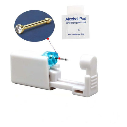 1PC Disposable Nose Piercing Gun Built-in Stainless Steel Nose Stud-Sterile Self Nose Piercing Kit Unit
