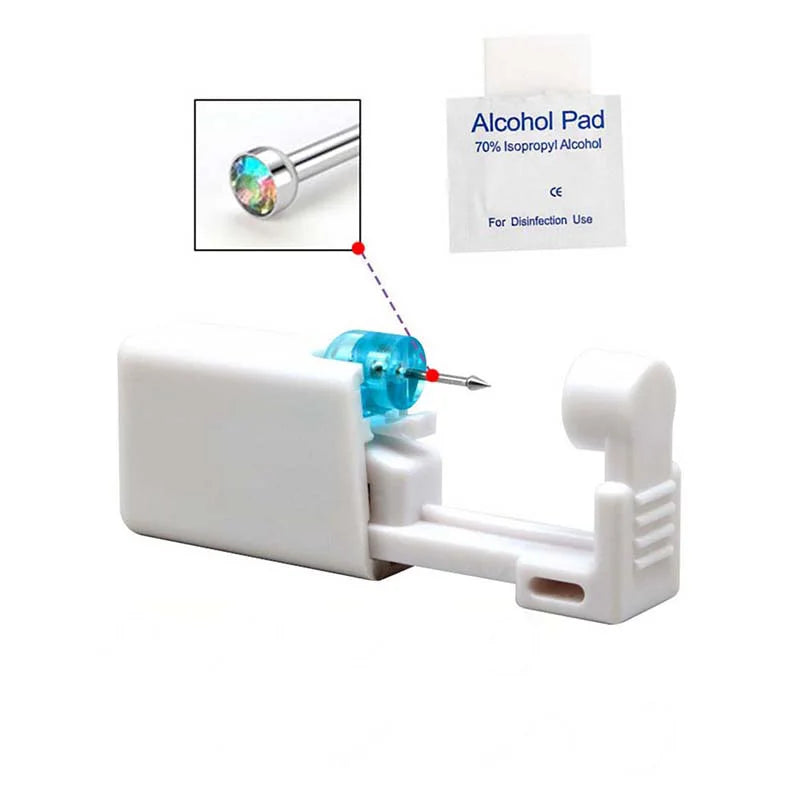 1PC Disposable Nose Piercing Gun Built-in Stainless Steel Nose Stud-Sterile Self Nose Piercing Kit Unit