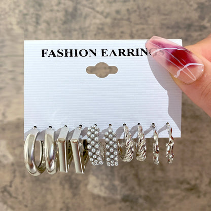European Personality Exaggerated Geometric Stud Earrings Set Women Fashion Temperament Party Jewelry Wholesale