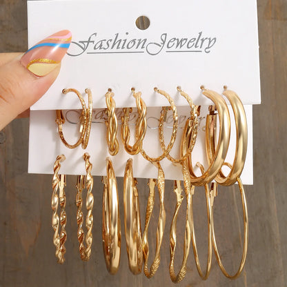 European Personality Exaggerated Geometric Stud Earrings Set Women Fashion Temperament Party Jewelry Wholesale