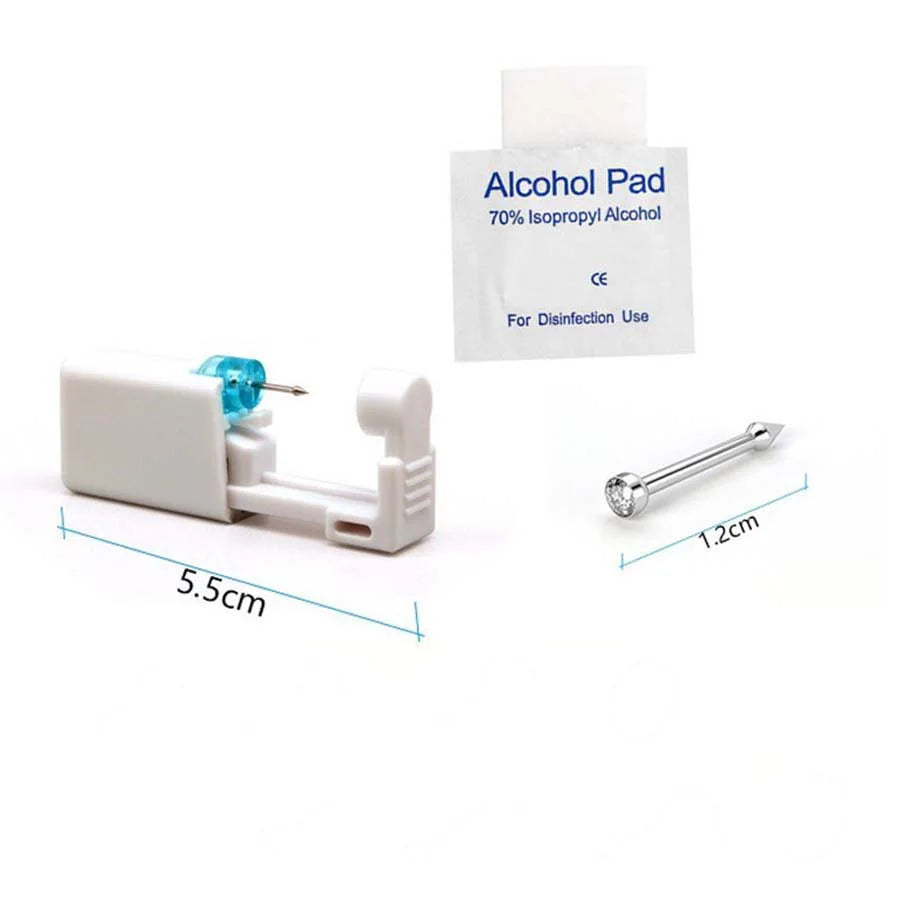 1PC Disposable Nose Piercing Gun Built-in Stainless Steel Nose Stud-Sterile Self Nose Piercing Kit Unit