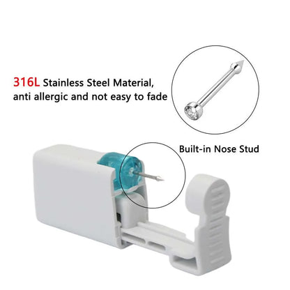 1PC Disposable Nose Piercing Gun Built-in Stainless Steel Nose Stud-Sterile Self Nose Piercing Kit Unit