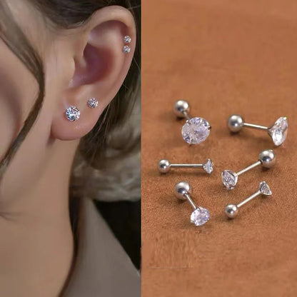 Stainless Steel & Ear Bone Stud Earrings