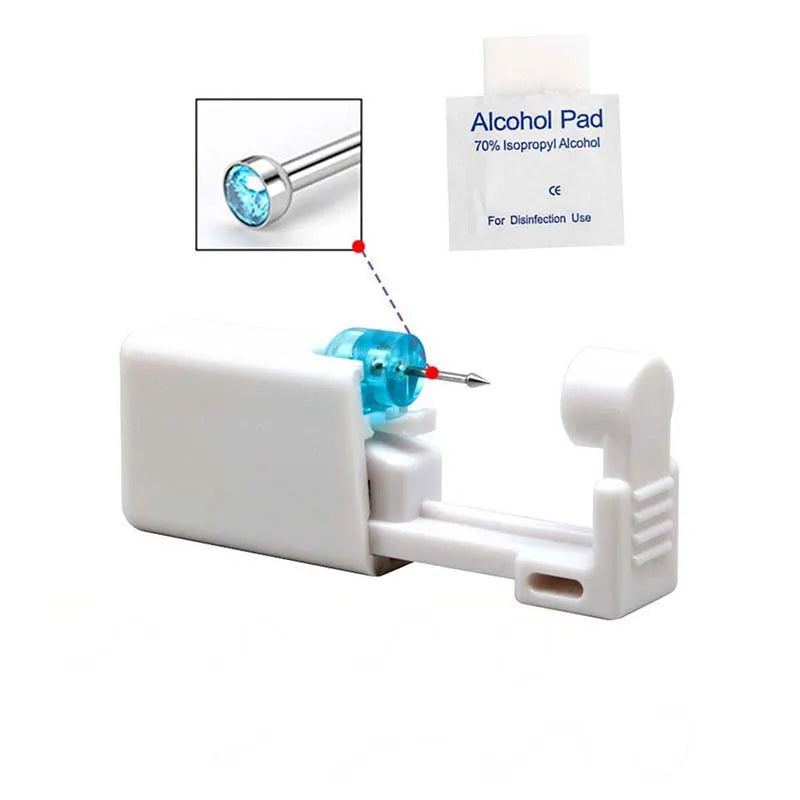 1PC Disposable Nose Piercing Gun Built-in Stainless Steel Nose Stud-Sterile Self Nose Piercing Kit Unit