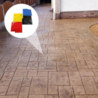 4 PCS Concrete Stamps Mats Set, 24"x24" Concrete Texturing Skin Concrete Stamps Mats with Handle
