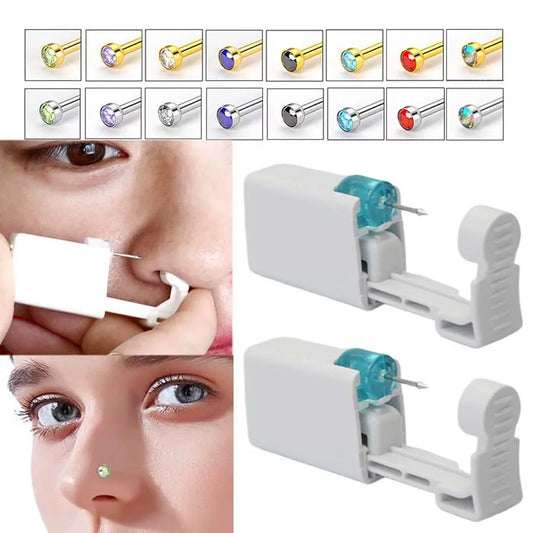 1PC Disposable Nose Piercing Gun Built-in Stainless Steel Nose Stud-Sterile Self Nose Piercing Kit Unit