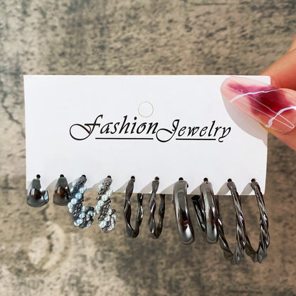 European Personality Exaggerated Geometric Stud Earrings Set Women Fashion Temperament Party Jewelry Wholesale
