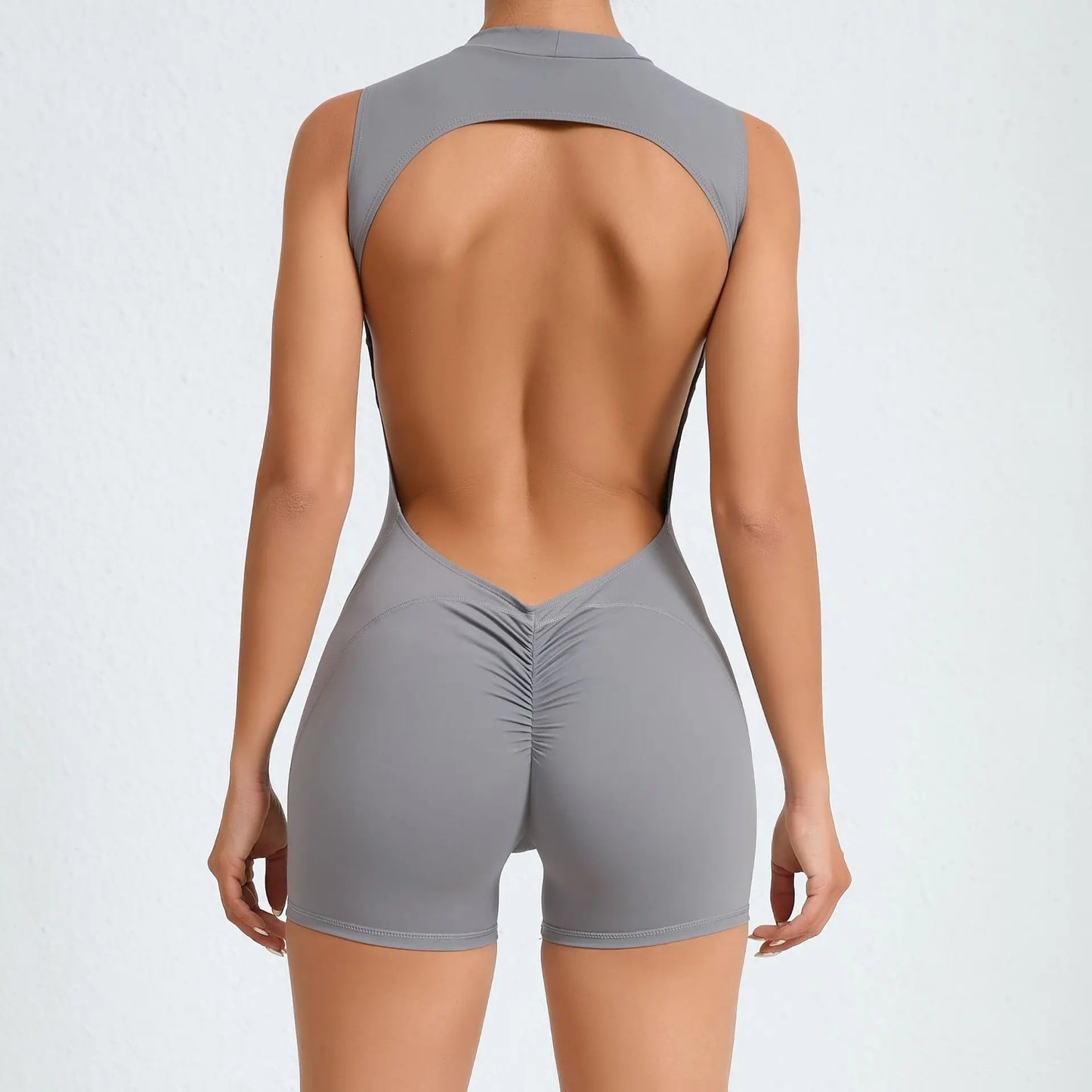 Sexy Hollow Scrunch Bodycon Short Jumpsuit Playsuit Raises Butt Women Monkeys Sleeveless Fitness Yoga Overalls Gym Women Romper