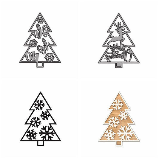 3pcs/set Christmas Tree Metal Cutting Dies HO HO Reindeer Snowflake Merry Christmas Nesting Diecut for DIY Scrapbooking Card