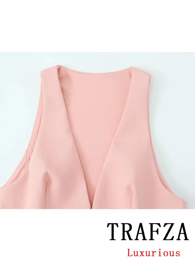 Women Suit V Neck Sleeveless