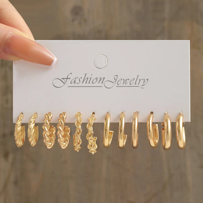 European Personality Exaggerated Geometric Stud Earrings Set Women Fashion Temperament Party Jewelry Wholesale