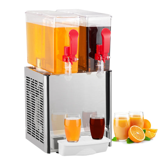 Commercial Beverage Dispenser, Towallmark 2 Tanks 5.28 Gallon 20L Commercial Juice Dispenser, 10 Liter Per Tank, 280W