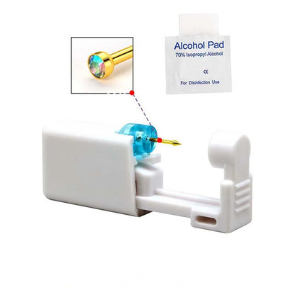 1PC Disposable Nose Piercing Gun Built-in Stainless Steel Nose Stud-Sterile Self Nose Piercing Kit Unit