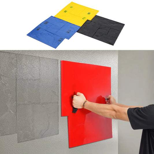 4 PCS Concrete Stamps Mats Set, 24"x24" Concrete Texturing Skin Concrete Stamps Mats with Handle