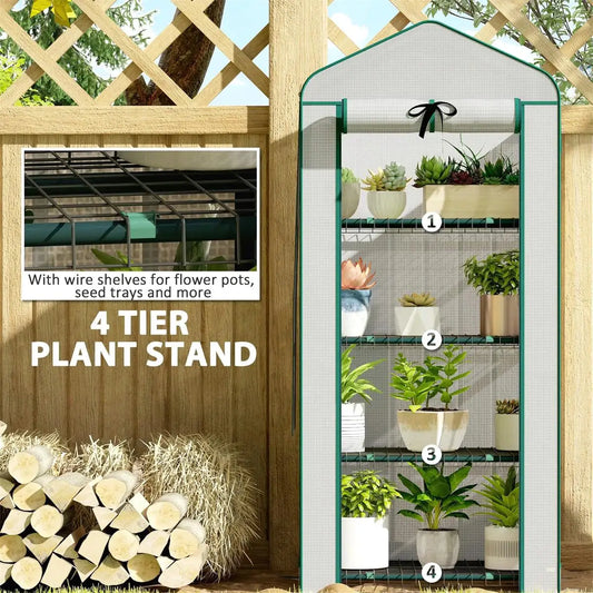 4 Tier Mini Small Greenhouse White - Perfect Small Greenhouse 4 Tier